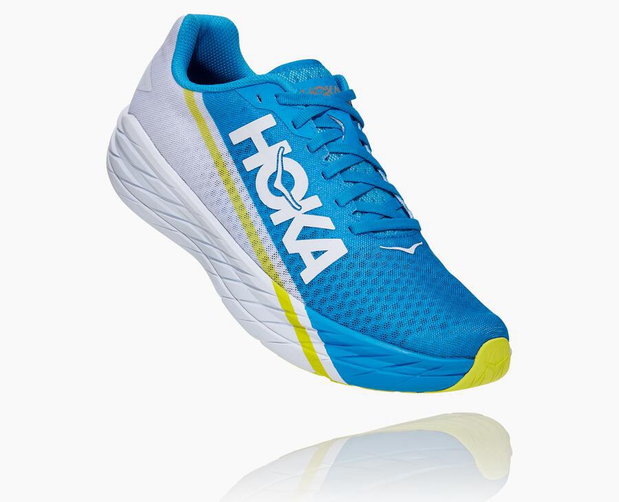 Hoka One One Running Shoes Mens White/Blue - Rocket X - 36709IEJW